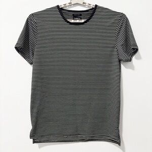 Carbon Men's Striped Short Sleeve Tee Mens Sz XXL Black and White Longer Length‎